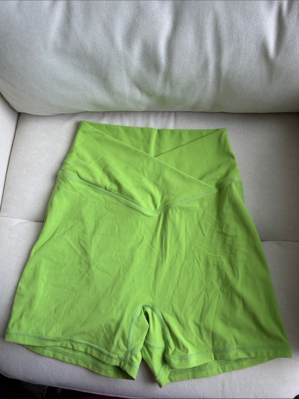 High-Waist Lime Green Women's Shorts